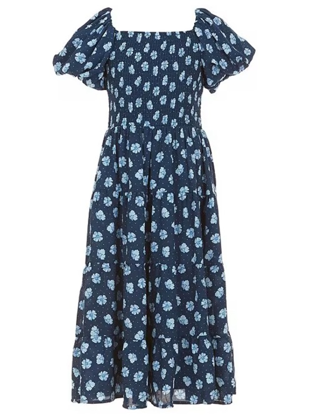 Poppies & Roses Girls Navy Blue White Floral Maxi Midi Dress Dillards 10 NWT